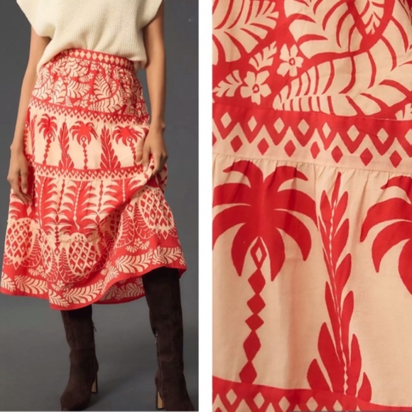 FARM Rio Dresses & Skirts - NWT FARM Rio x Anthropologie Tiered Paradise Midi Skirt